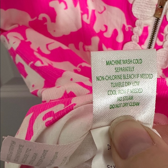 Lilly Pulitzer Women’s Elephant Sheath Dress Neon Pink/ White 4 - Picture 9 of 9